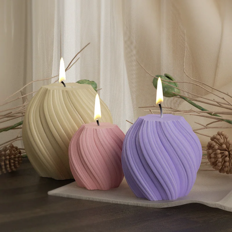 3D Rotating Pillar Candle Silicone Mold – Geometric Wave 5